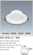 Đèn LED Âm Trần Thạch Cao 1 Màu 3W AFC 676 Ø60