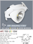 Đèn Led Âm Trần Chỉnh Hướng Chiếu 24độ 12W AFC 723 Ø114