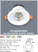 Đèn Led Âm Trần Chiếu Góc 24 độ 7W AFC 727 Ø80