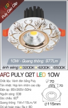 Đèn LED Âm Trần Cổ Điển 10W AFC Puly 02T Ø70