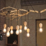 Dây Đui Gỗ Thả Trần Trang Trí Bóng Edison Phong Cách Mộc
