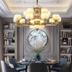 Đèn Chùm Đồng Chao Đá Ngọc NA-CD8805-15 Ø1020