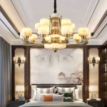 Đèn Chùm Đồng Chao Đá Ngọc NA-CD8805-15 Ø1020