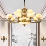 Đèn Chùm Đồng Chao Đá Ngọc NA-CD8805-15 Ø1020