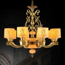 đèn chùm đồng chao đá CD1083-8, đèn chùm đồng tân cổ điển