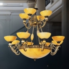 Đèn chùm đồng chao đá, đèn chùm đồng nguyên chất