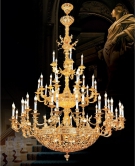 Đèn chùm đồng mạ vàng 24k, Mẫu đèn trang trí phòng khách