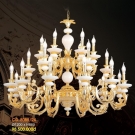 đèn trang trí sảnh cầu thang CD8085-24, đèn trang trí biệt thự, đèn chùm nến đồng chao đá ngọc CD8085-24