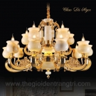 Đèn chùm đồng nến tân cổ điển CN1925-15, đèn trang trí phòng khách sang trọng, đèn chùm phòng khách tân cổ điển