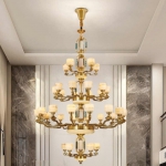 Đèn Chùm Đồng Nguyên Chất Chao Đá Bạch Ngọc CD1855-36 Φ1600