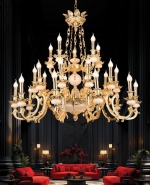 Đèn Chùm Nến Đồng Thông Tầng Phòng Khách UCD1273-25 Ø1050