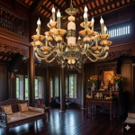 Đèn Chùm Nến Đồng Chao Đá Cao Cấp UCD1270-15 Ø950