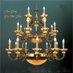 Đèn Chùm Nến Đồng Đá Cổ Điển UCD1261-24 Ø1150