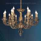 đèn chùm đồng cổ điển, đèn chùm đồng nguyên chất, đèn chùm đồng châu âu