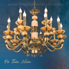 đèn chùm đồng nến CD1270-15, đèn chùm đồng cổ điển, đèn trang trí phòng khách