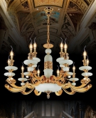 Đèn chùm nến đồng cao cấp ucd1162-15, đèn chùm đồng phòng khách