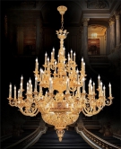 Mẫu đèn chùm mạ vàng 24k, Mẫu đèn trang trí phòng khách cao cấp