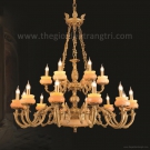 đèn chùm đồng thông tầng CD8875-18, đèn trang trí phòng khách