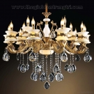 đèn chùm nến đồng pha lê CND8059-15, đèn chùm phòng khách biệt thự