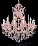 đèn chùm pha lê nến CN8151-12, đèn chùm pha lê màu hồng CN8151-12