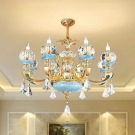 đèn chùm nến tay đồng CN8815-8, đèn trang trí phòng khách đẹp