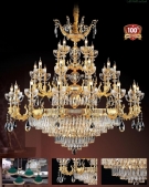 đèn chùm pha lê sảnh lớn phong cách Louis CND3338-30, đèn chùm pha lê phòng khách CND3338-30, Đèn chùm pha lê phòng khách phong cách Louis CND3338-30, Đèn chùm pha lê nến thân đồng phong cách Louis