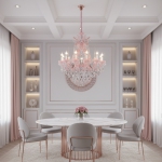 Đèn Chùm Nến Pha Lê Màu Hồng Sang Trọng UCN8151-12