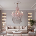 Đèn Chùm Nến Pha Lê Màu Hồng Sang Trọng UCN8151-12