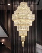 đèn chùm pha lê thông tầng TPL34, đèn chùm pha lê thông tầng cao cấp, đèn trang trí đại sảnh khách sạn