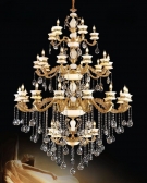 đèn chùm pha lê thông tầng pha lê CND8068-35, đèn chùm thông tầng tân cổ điển, đèn chùm nến đồng