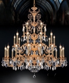 Đèn chùm thông tầng tân cổ điền đồng pha lê nến UCD1280