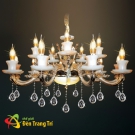 đèn chùm pha lê nến CN6008-15, đèn chùm trang trí khách sạn, đèn trang trí phòng khách