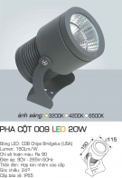 Đèn LED 20W Pha Cột 24 độ AFC 009