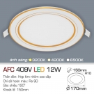 Đèn LED Âm Trần Viền Vàng Siêu Mỏng AFC 409V 12W