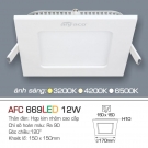 Đèn led âm trần 12W 3 màu mặt vuông AFC 669