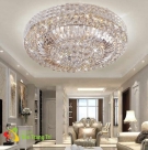 Đèn mâm pha lê ốp trần, đèn mâm pha lê tròn, đèn mâm pha lê trang trí phòng khách