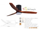 Đèn Quạt Cánh Gỗ Sát Trần QVifa38-179 Ø1160