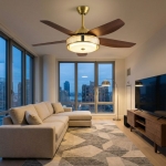 Quạt Trần 5 Cánh Nhựa Có Đèn Đồng Trang Trí UDQ6173 Φ1420