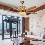 Quạt Trần 5 Cánh Sắt Có Đèn Pha Lê SN7916 Φ1320