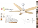 Đèn Quạt Trần Cánh Nhựa QVifa58 Vàng