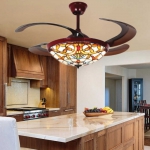 Quạt Trần Cánh Xếp Có Đèn Kiểu Tiffany UDQ6156 Φ1080