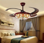 Quạt Trần Cánh Xếp Có Đèn Kiểu Tiffany UDQ6156 Φ1080