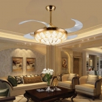 Quạt Trần Cánh Xếp Đèn Pha Lê Tân Cổ Điển DQ8034 Ø1100