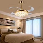 Quạt Trần Cánh Xếp Đèn Pha Lê Tân Cổ Điển DQ8034 Ø1100