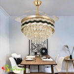 Đèn Quạt Trần Pha Lê Cánh Xếp Hiện Đại SN2716