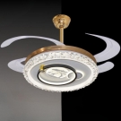 đèn quạt trần cánh xếp, đèn quạt trần trang trí phòng khách, đèn quạt trần phòng ngủ, quạt trần cánh xếp có đèn