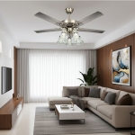 Quạt Trần 5 Cánh Sắt Có Đèn Chùm AU-QT5020 Ø1220