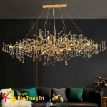 Đèn Thả Pha Lê Thân Đồng Trang Trí Bàn Ăn KH-TPL3005