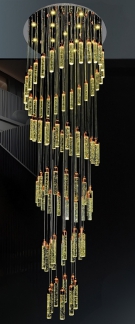 Đèn thả pha lê cầu thang, Đèn trang trí cầu thang, Đèn trang trí thông tầng