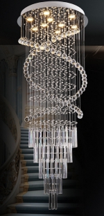 Đèn Thả Pha Lê Thông Tầng Cầu Thang UFT1118 Ø600xH1600